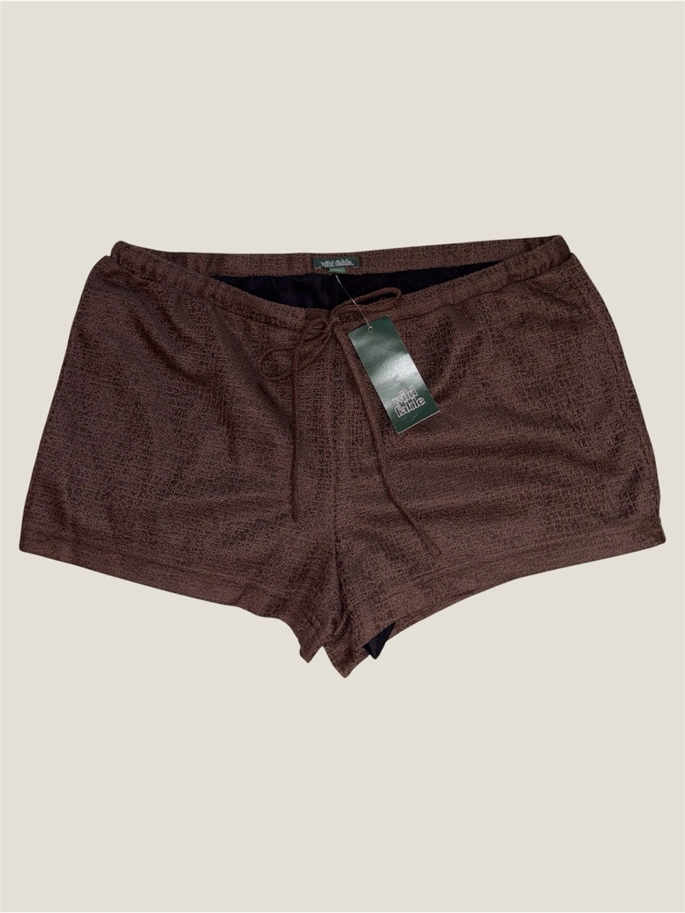 Wild Fable Brown Textured Drawstring Shorts with Lining